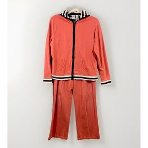 Emma James by Claiborne M  2 Piece Tracksuit black and white accents hooded